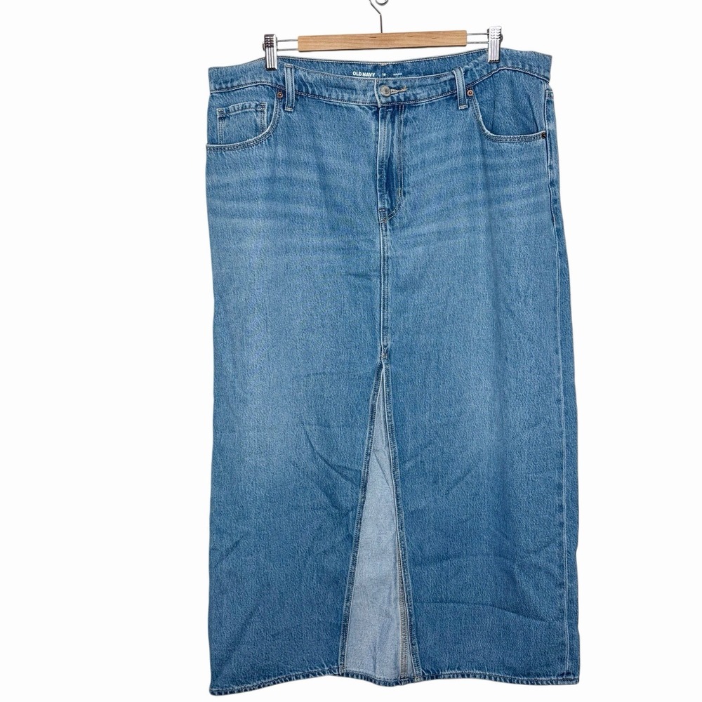 Old Navy Midi Jean Skirt Womens 16 Denim Mid Rise Cowgirl Rodeo Festival Western